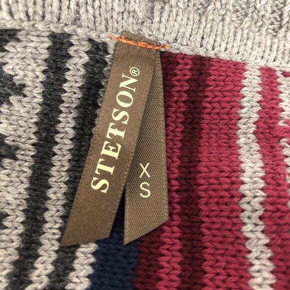 Stetson Women's Cotton Size XS Western Gray Long Sleeve Cardigan Sweater Striped - Picture 5 of 6